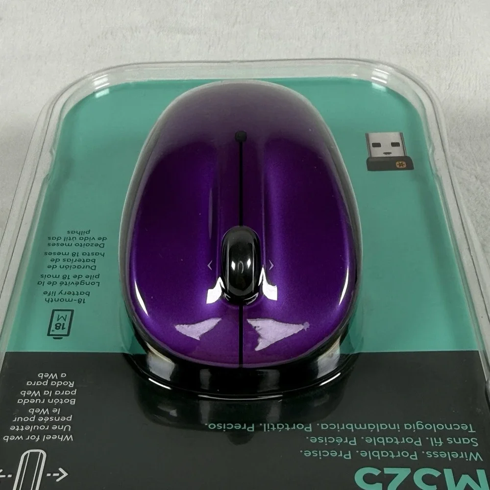 Logitech M325 Precision Wireless Mouse Purple New In Package Battery USB